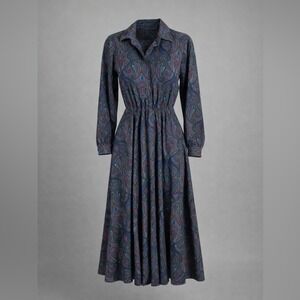 Vintage 80s Bedford Fair Maxi Dress Size 6 Modest Paisley Cottage Prairie